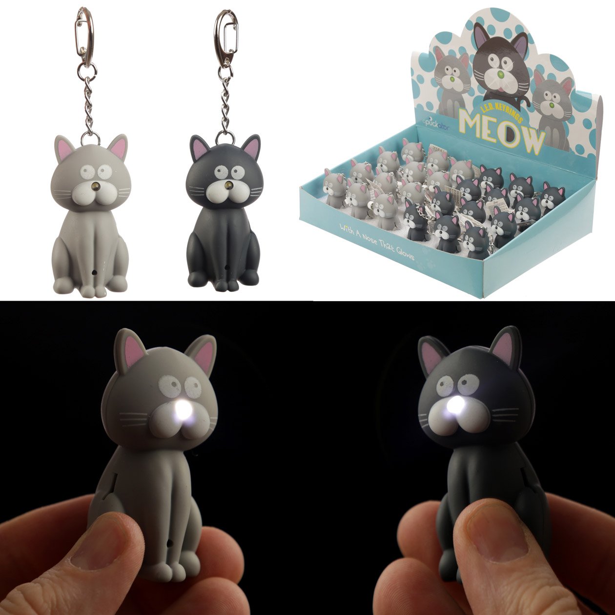 Puckator Cat LED Keyring with Meowing Sound - Key Chains For Men
